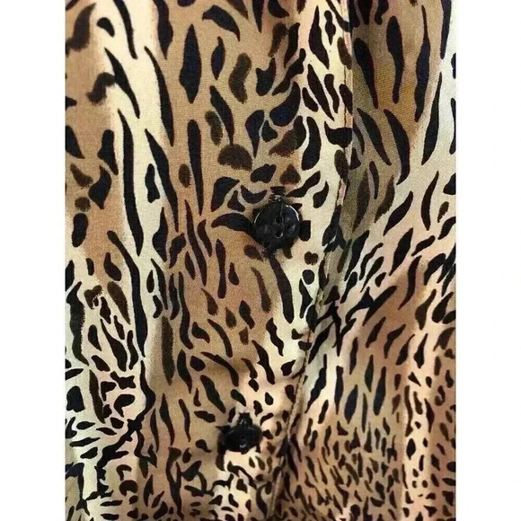 Claudia Richard Woman Size 22W/42 Brown Black Cheetah Print Button Up Blouse L/S - Picture 2 of 5